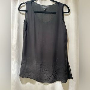 Eileen Fisher 100% Silk Georgette Crepe Black Sleeveless Shell with sequins med